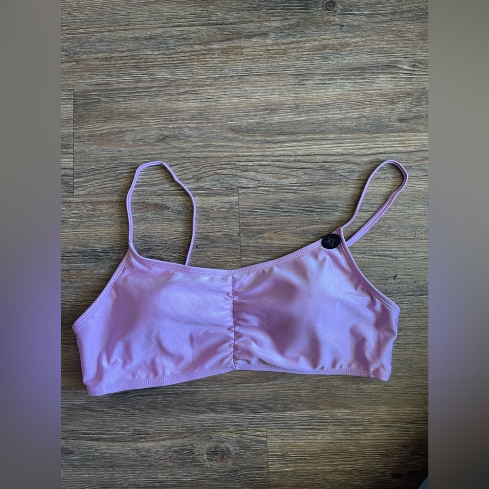 Gathered front crop bikini top